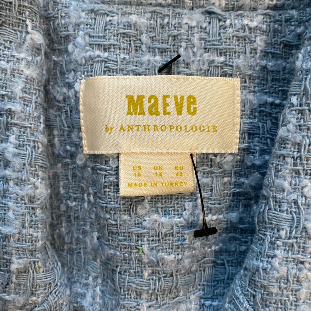 NWOT Maeve By Anthropologie Blue Sleeveless Tweed Dress Size 10 - Picture 7 of 9